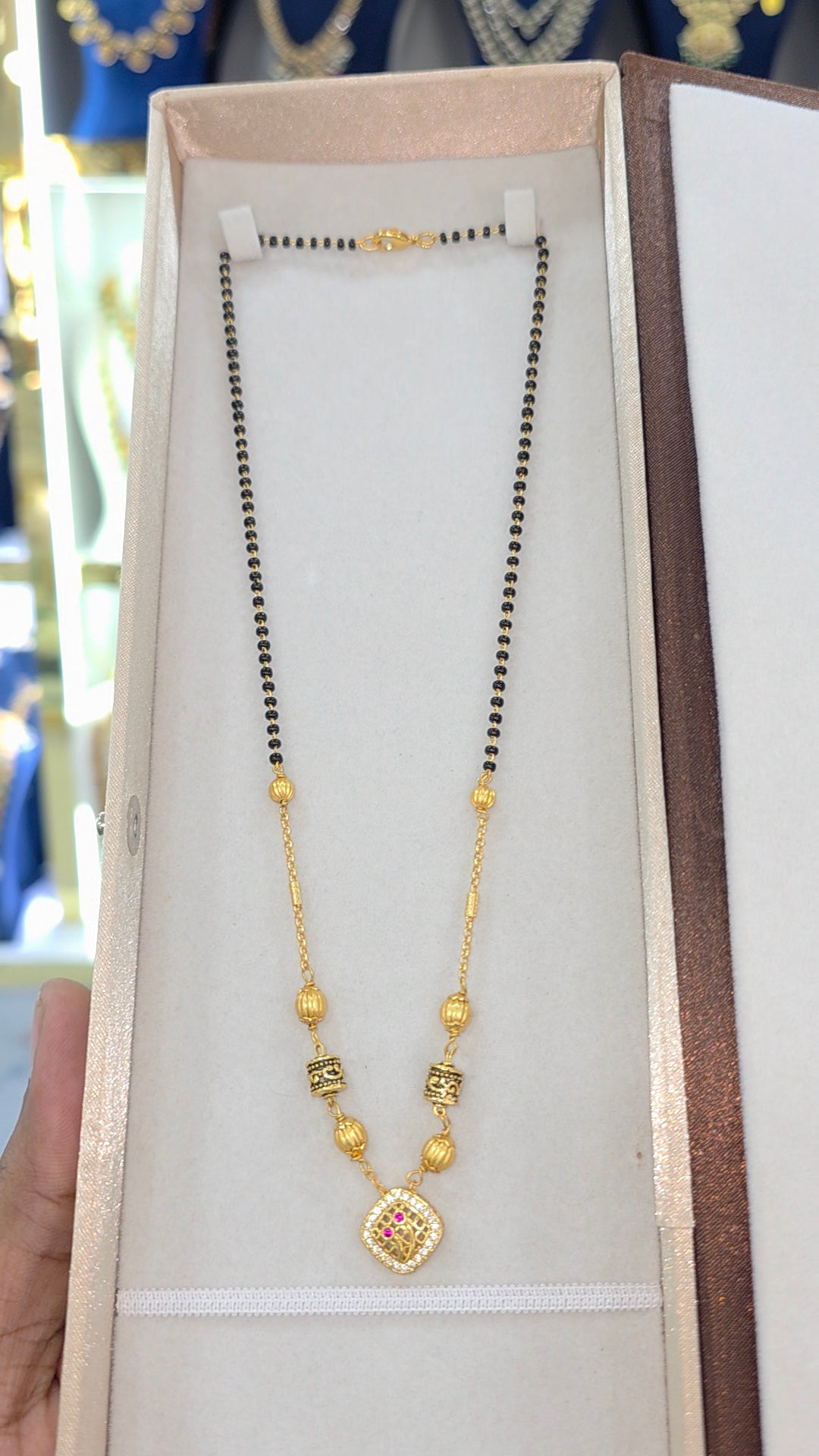 PREMIUM QUALITY gold finish Short black beads 18 inches