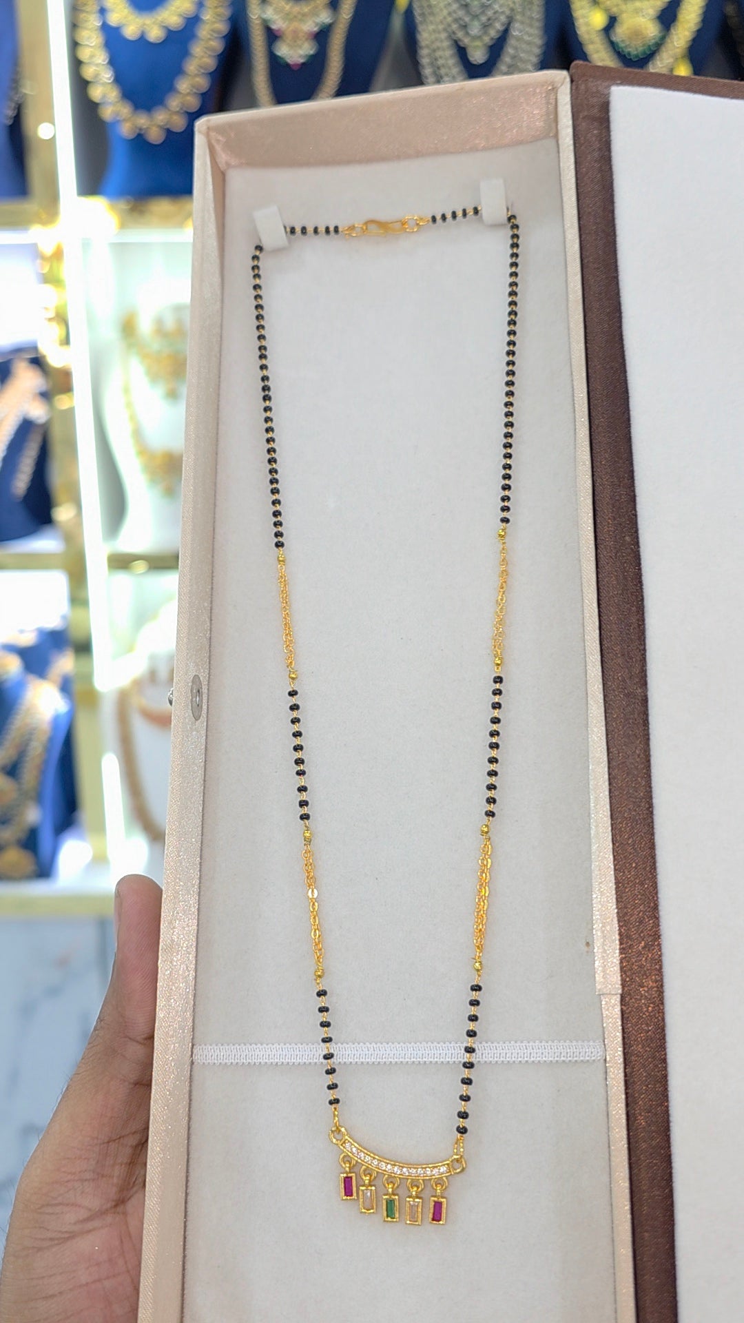 PREMIUM QUALITY gold finish Short black beads 18 inches