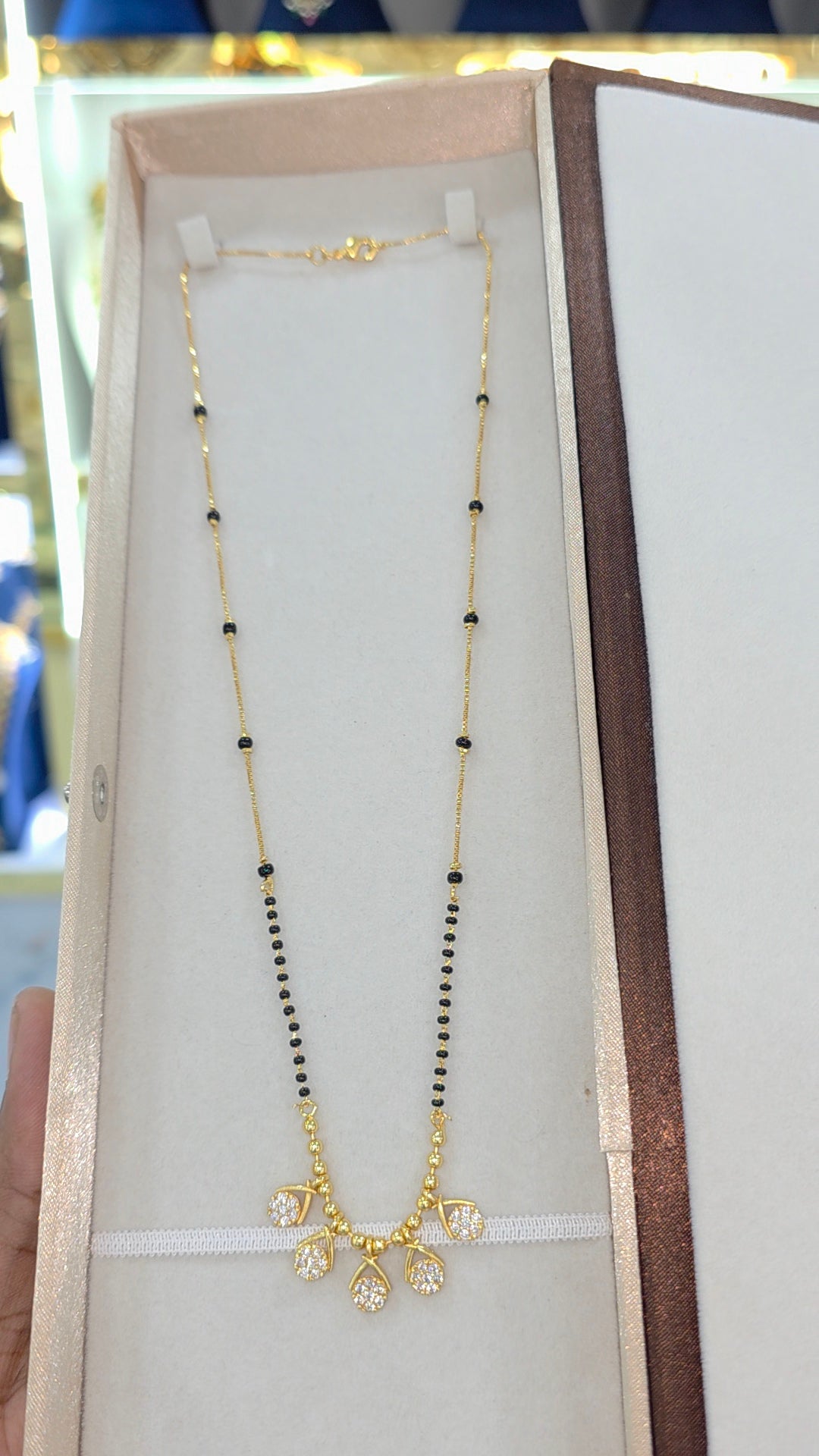 PREMIUM QUALITY gold finish Short black beads 18 inches