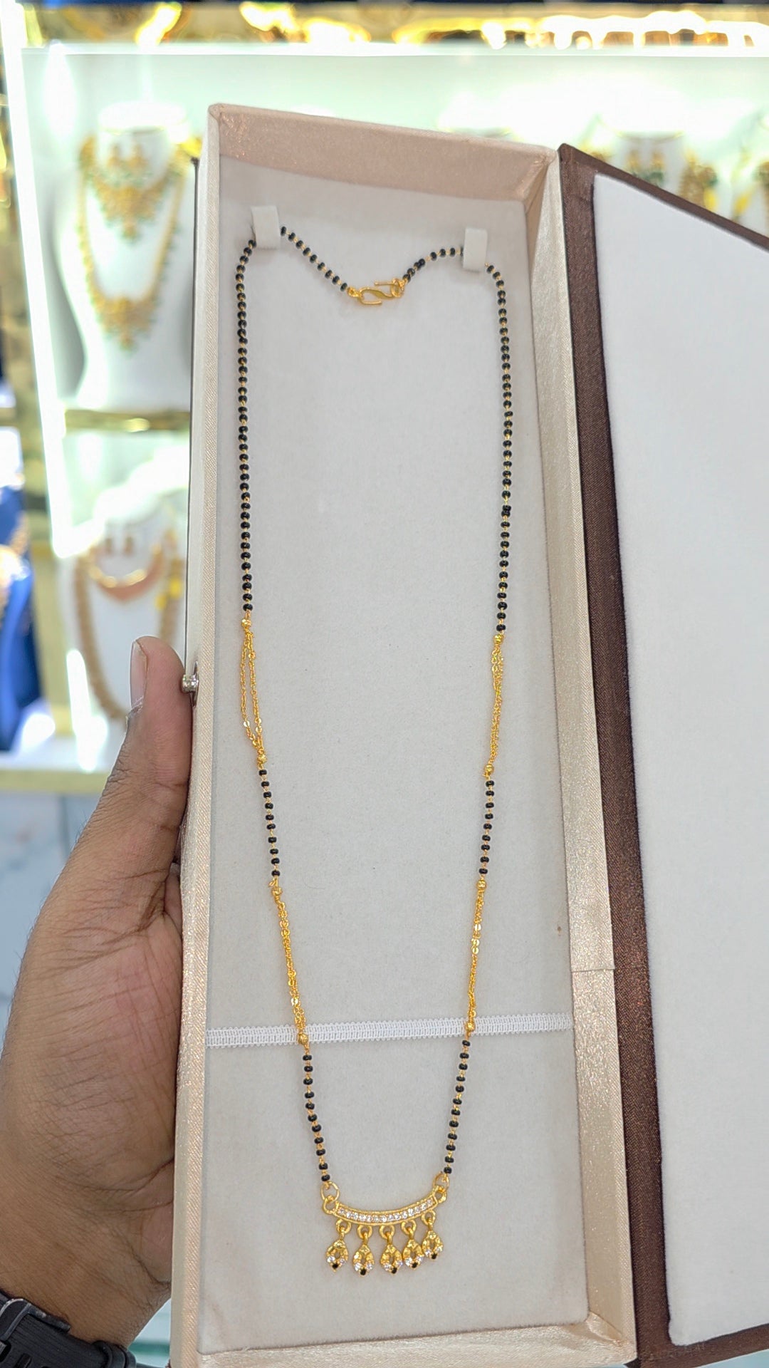 PREMIUM QUALITY gold finish Short black beads 18 inches
