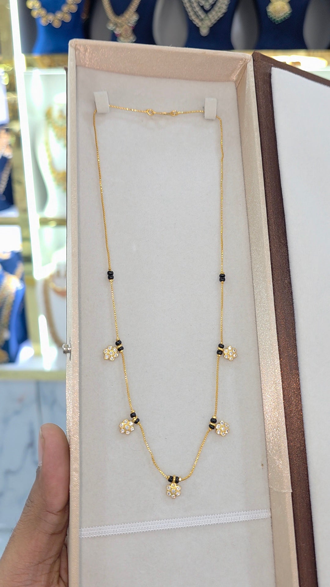 PREMIUM QUALITY gold finish Short black beads 18 inches