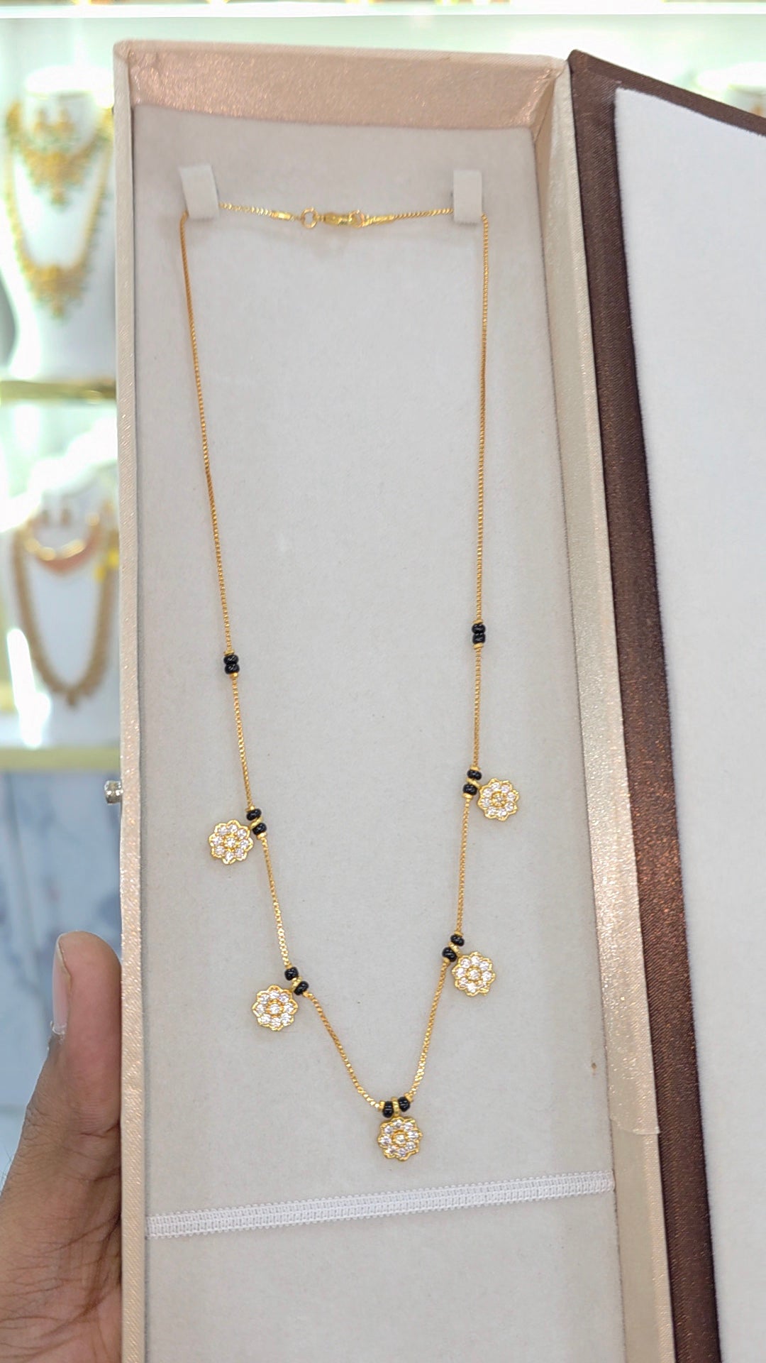 PREMIUM QUALITY gold finish Short black beads 18 inches