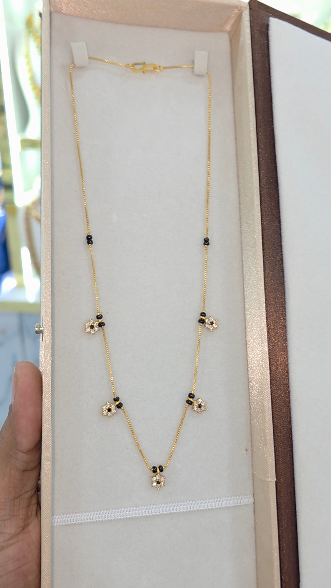 PREMIUM QUALITY gold finish Short black beads 18 inches