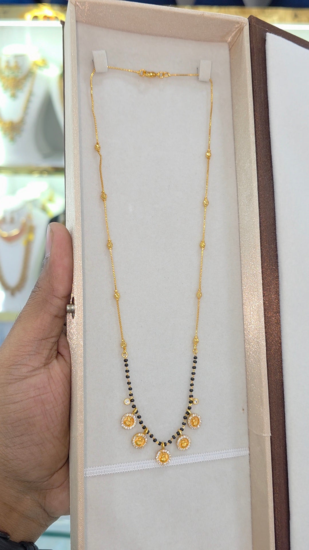 PREMIUM QUALITY gold finish Short black beads 18 inches