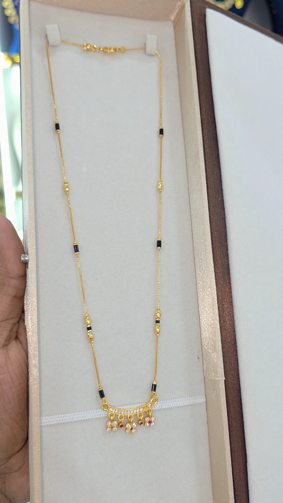 PREMIUM QUALITY gold finish Short black beads 18 inches