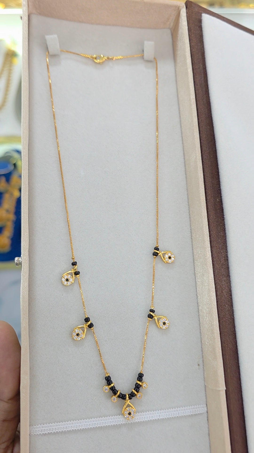 PREMIUM QUALITY gold finish Short black beads 18 inches