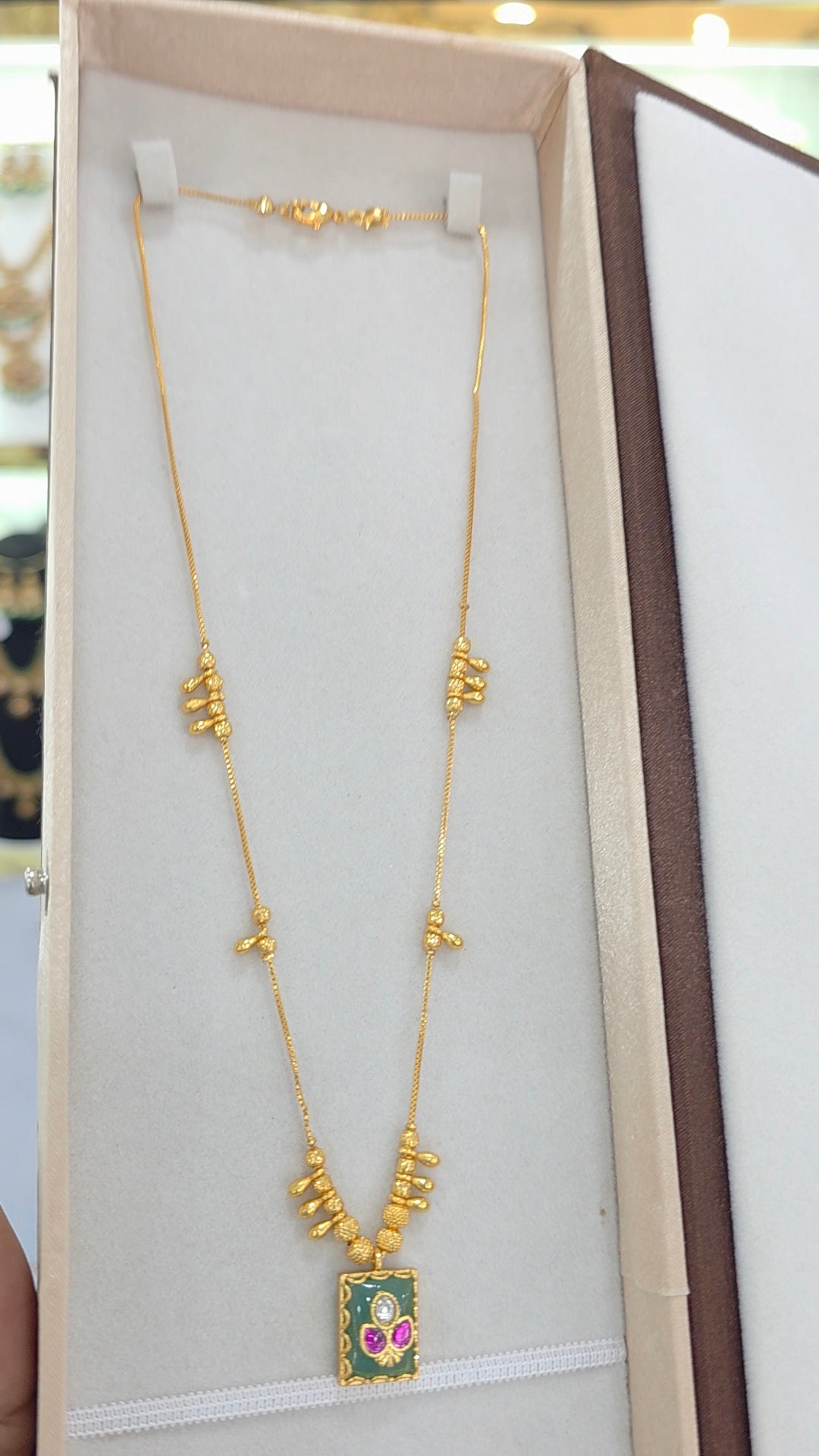 PREMIUM QUALITY gold finish Short black beads 18 inches
