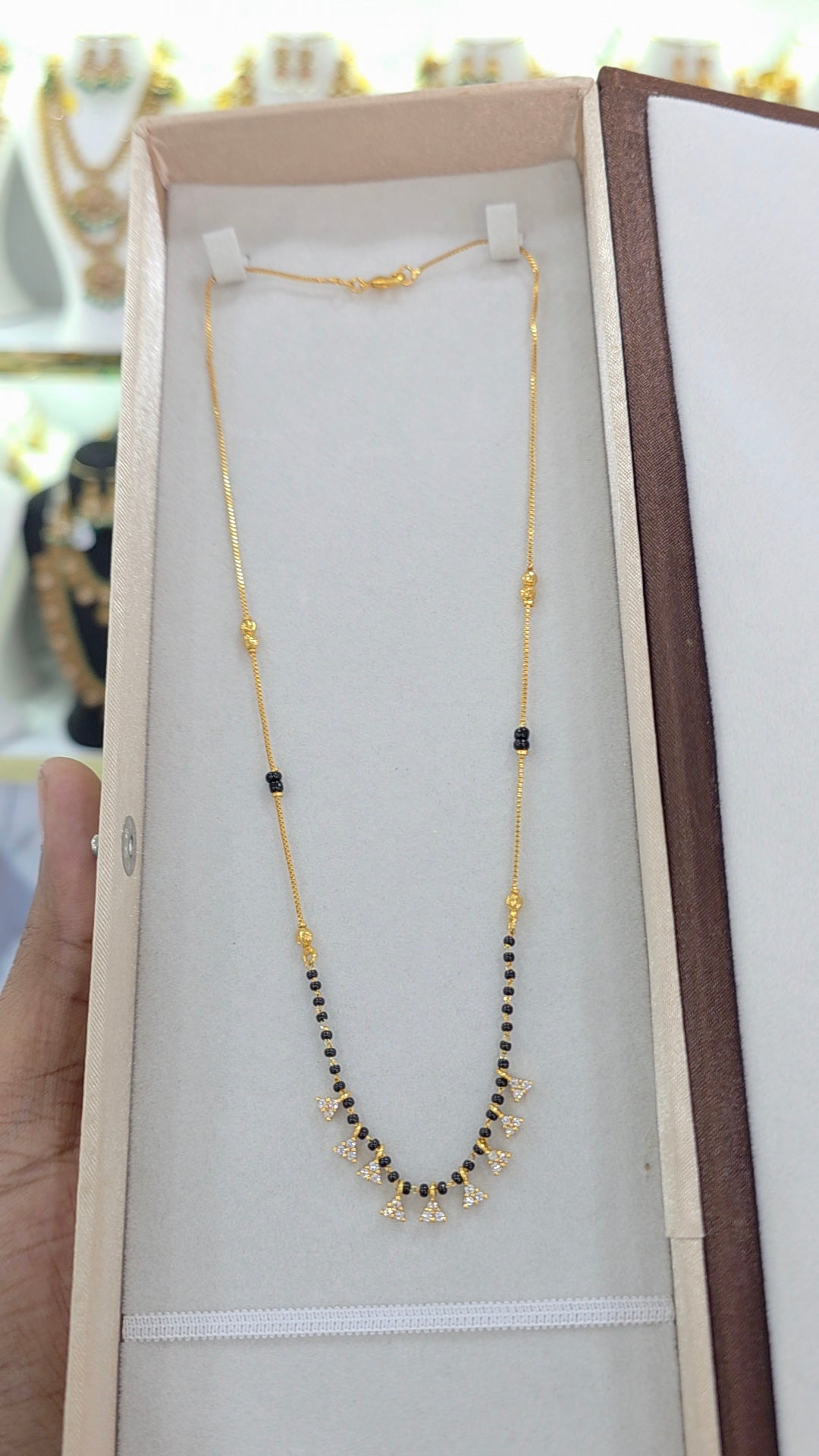 PREMIUM QUALITY gold finish Short black beads 18 inches