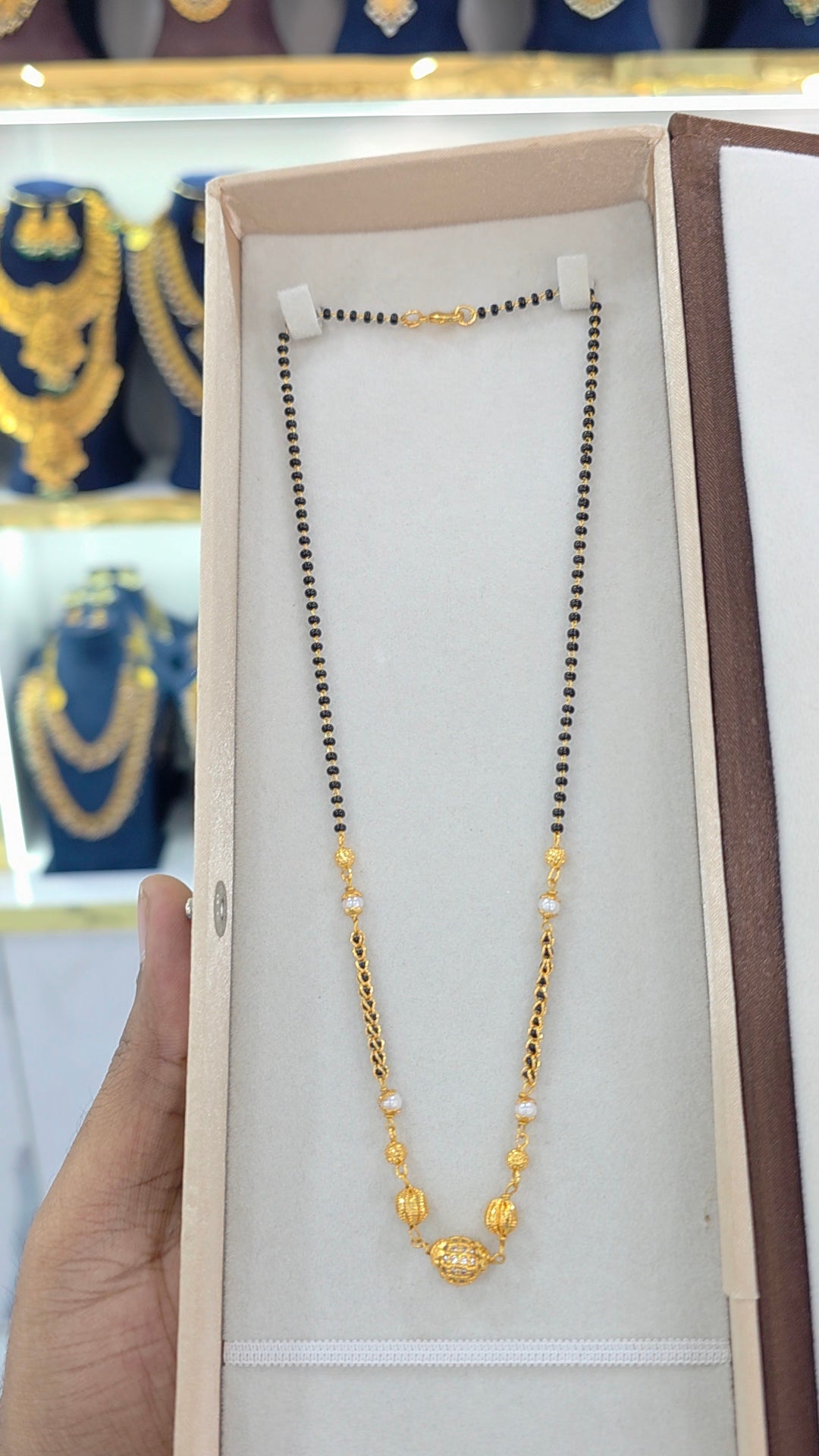 PREMIUM QUALITY gold finish Short black beads 18 inches