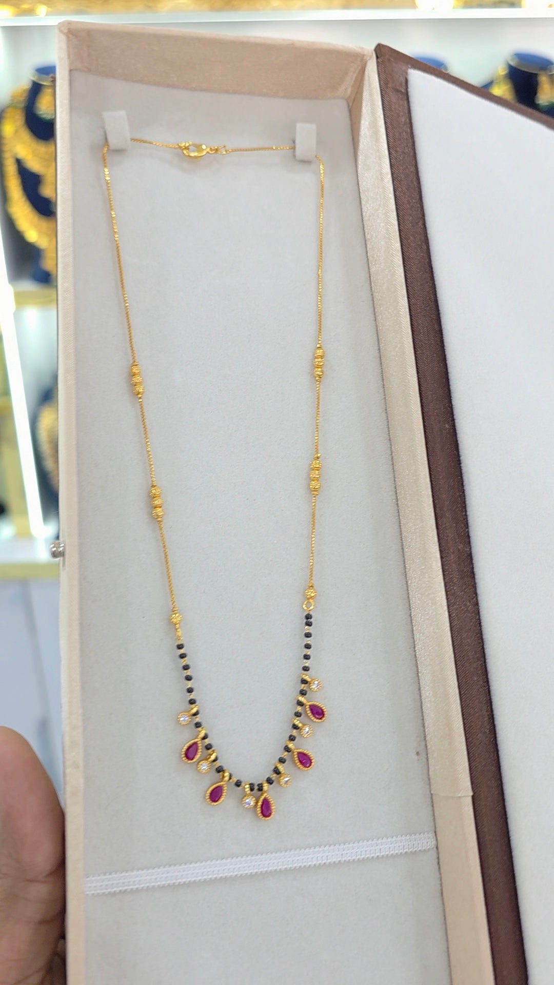 PREMIUM QUALITY gold finish Short black beads 18 inches