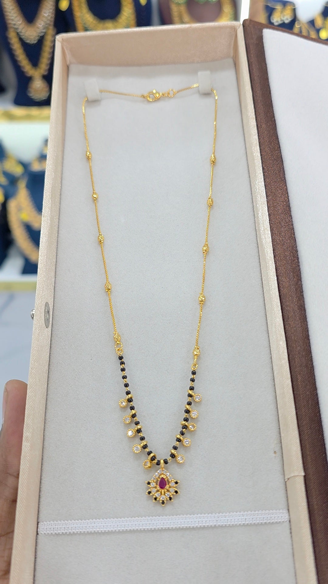 PREMIUM QUALITY gold finish Short black beads 18 inches