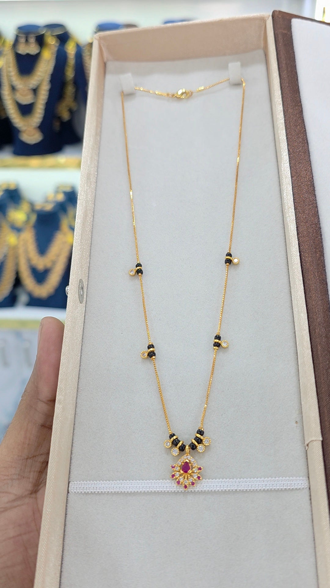 PREMIUM QUALITY gold finish Short black beads 18 inches