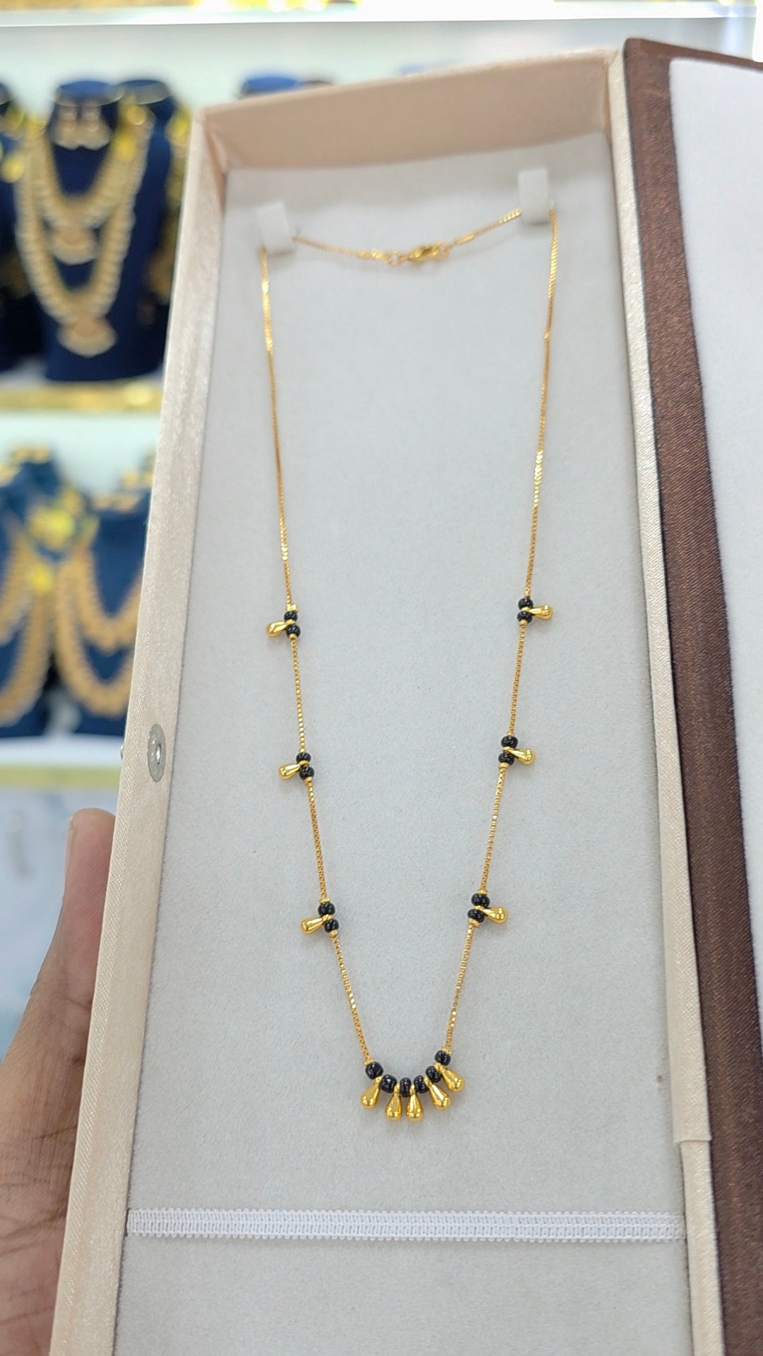 PREMIUM QUALITY gold finish Short black beads 18 inches