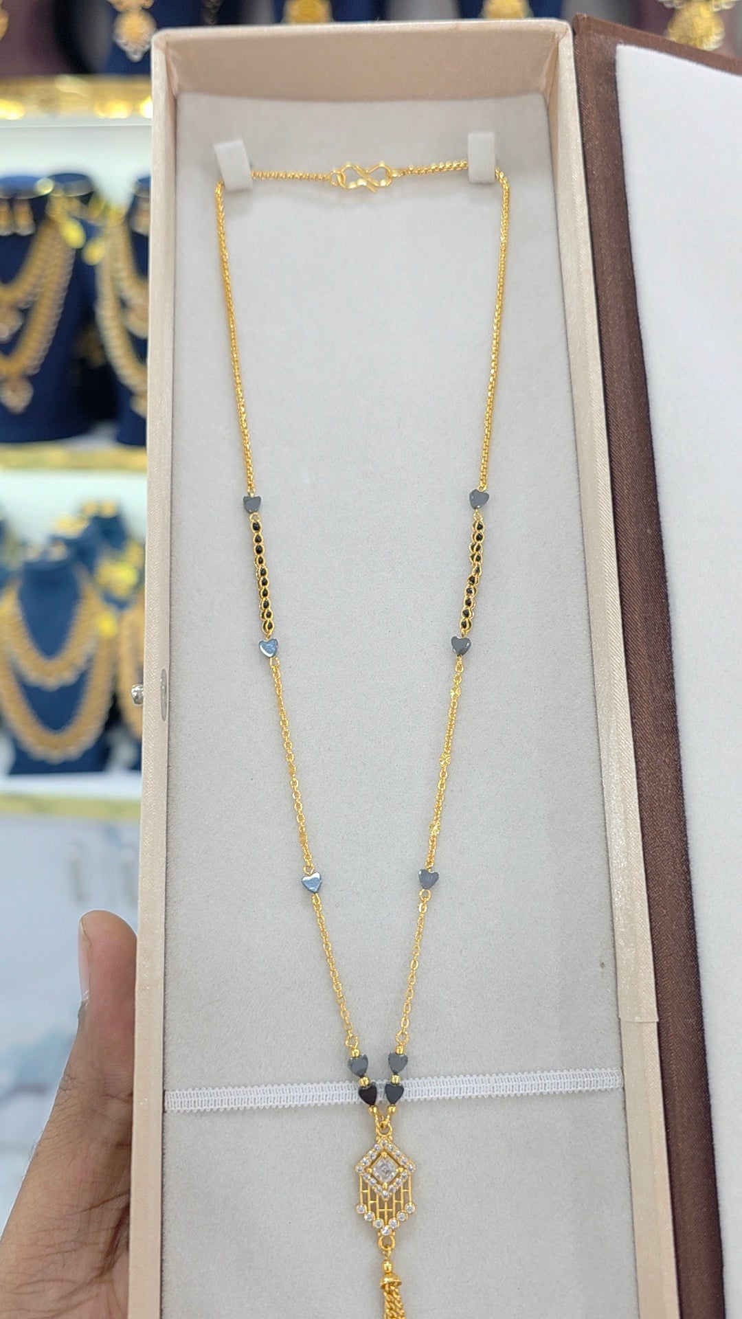 PREMIUM QUALITY gold finish Short black beads 18 inches