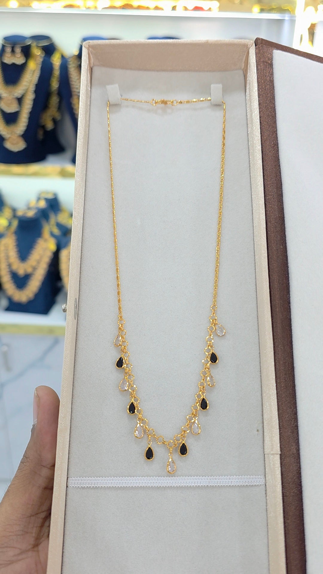 PREMIUM QUALITY gold finish Short black beads 18 inches
