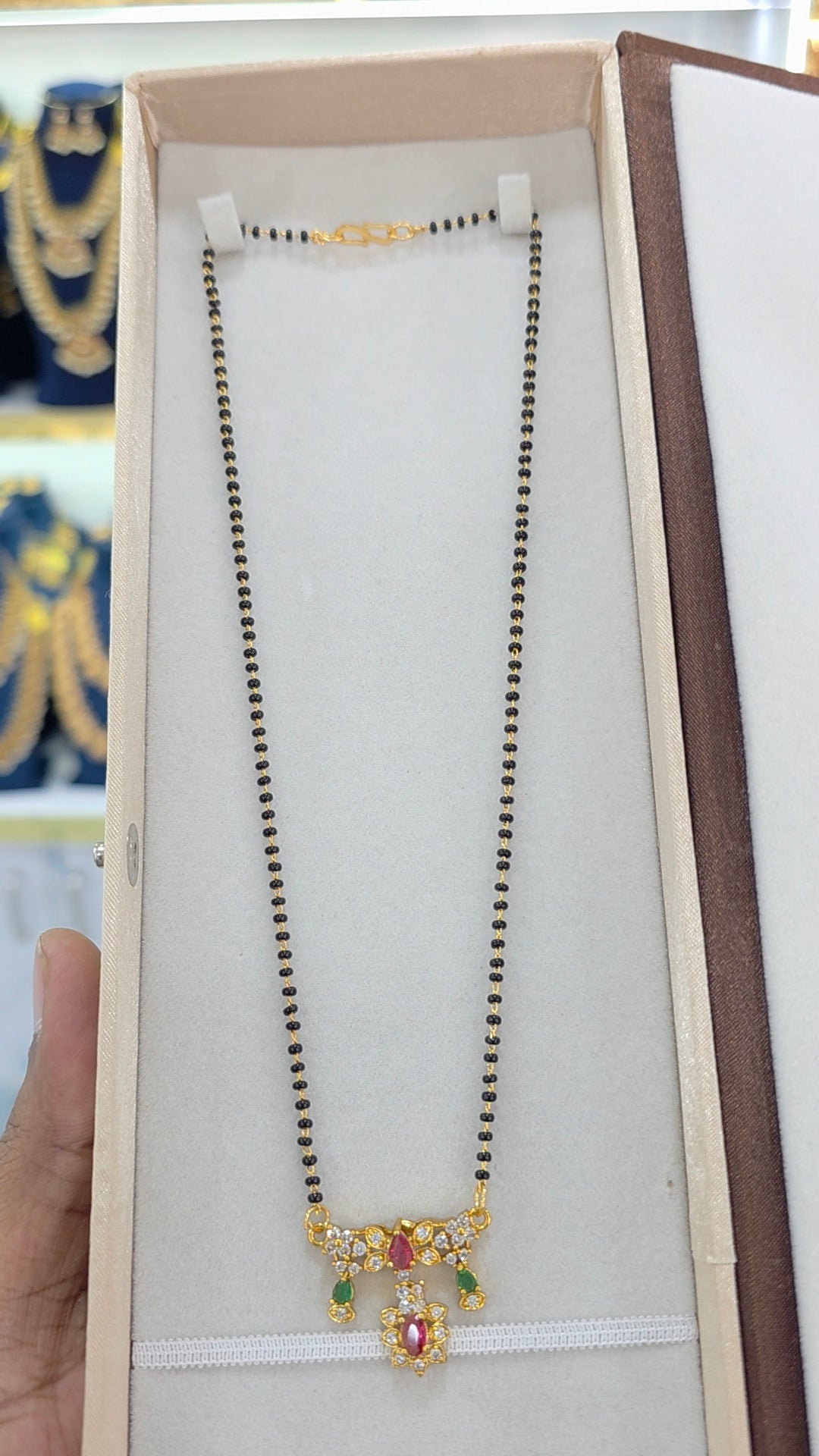 PREMIUM QUALITY gold finish Short black beads 18 inches