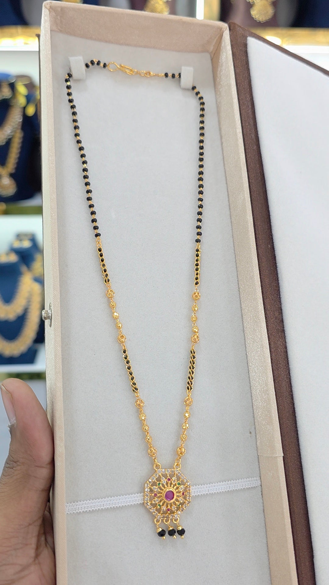 PREMIUM QUALITY gold finish Short black beads 18 inches