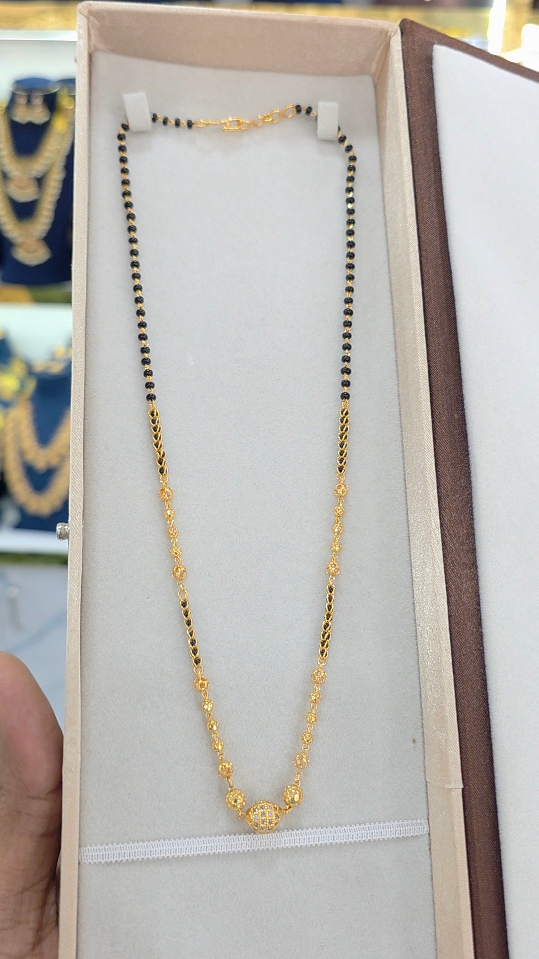 PREMIUM QUALITY gold finish Short black beads 18 inches