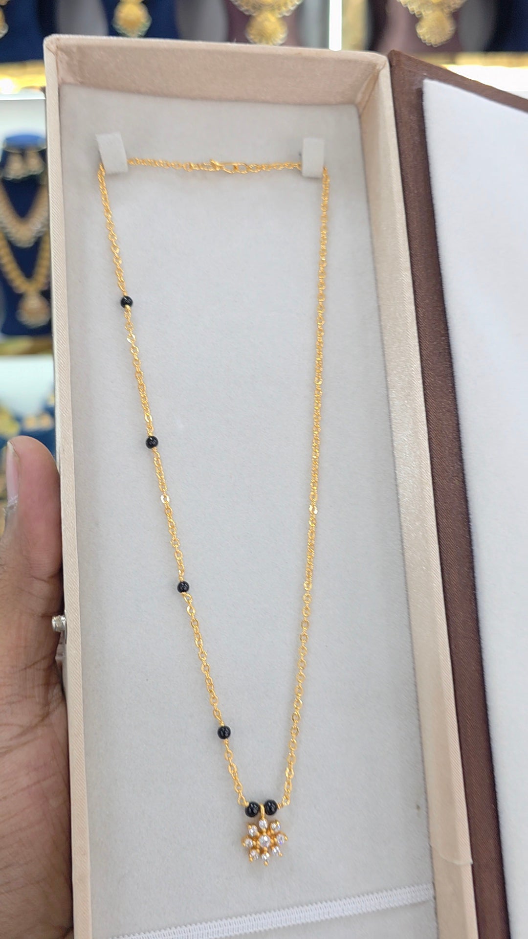 PREMIUM QUALITY gold finish Short black beads 18 inches