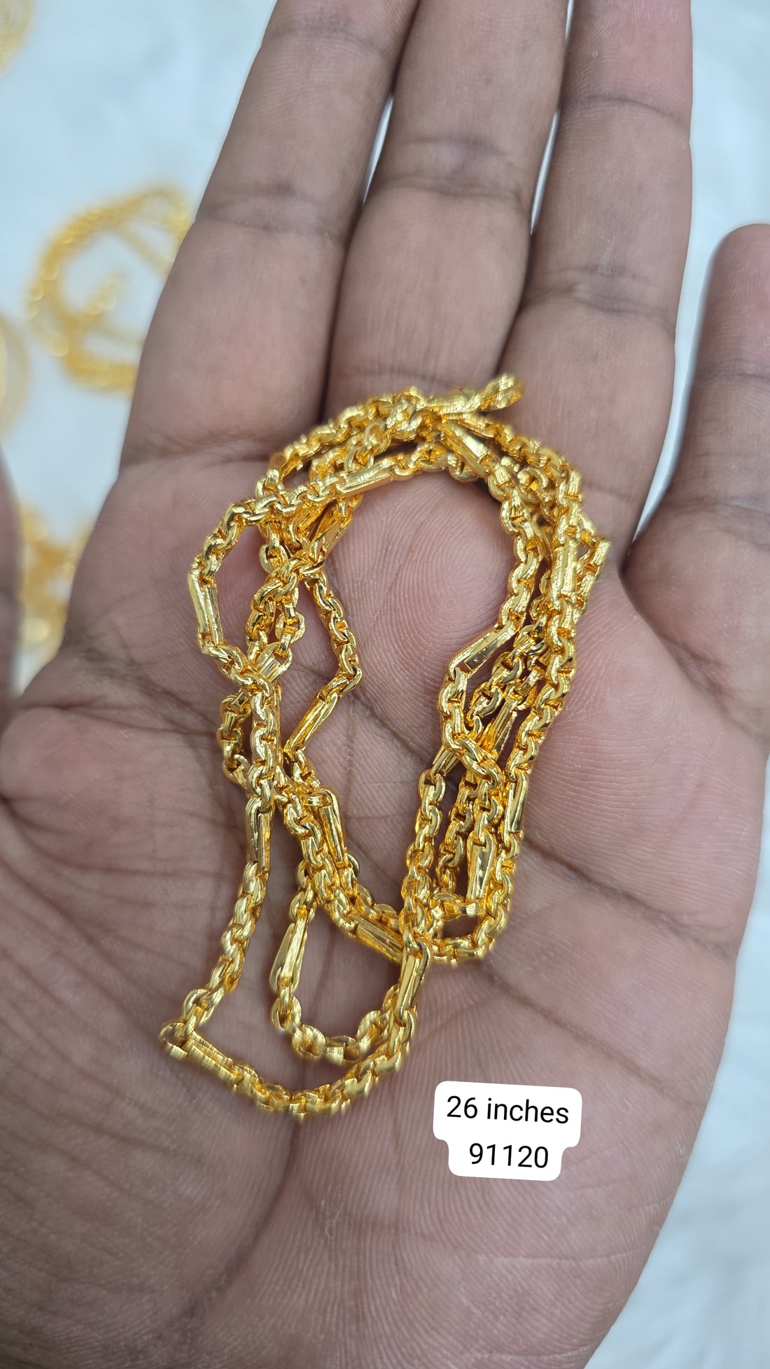 26 inches gold finish long chain