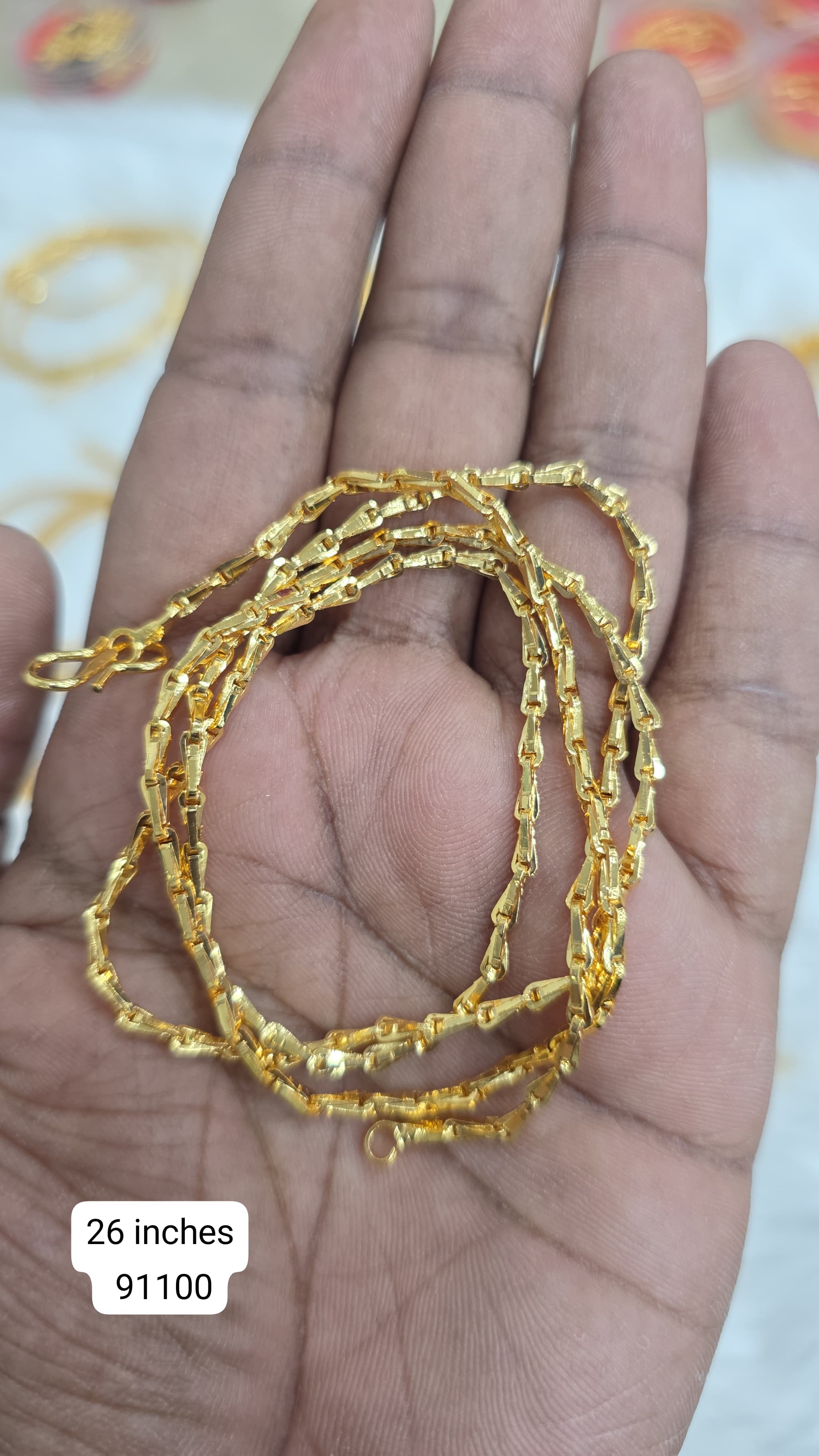 26 inches gold finish long chain