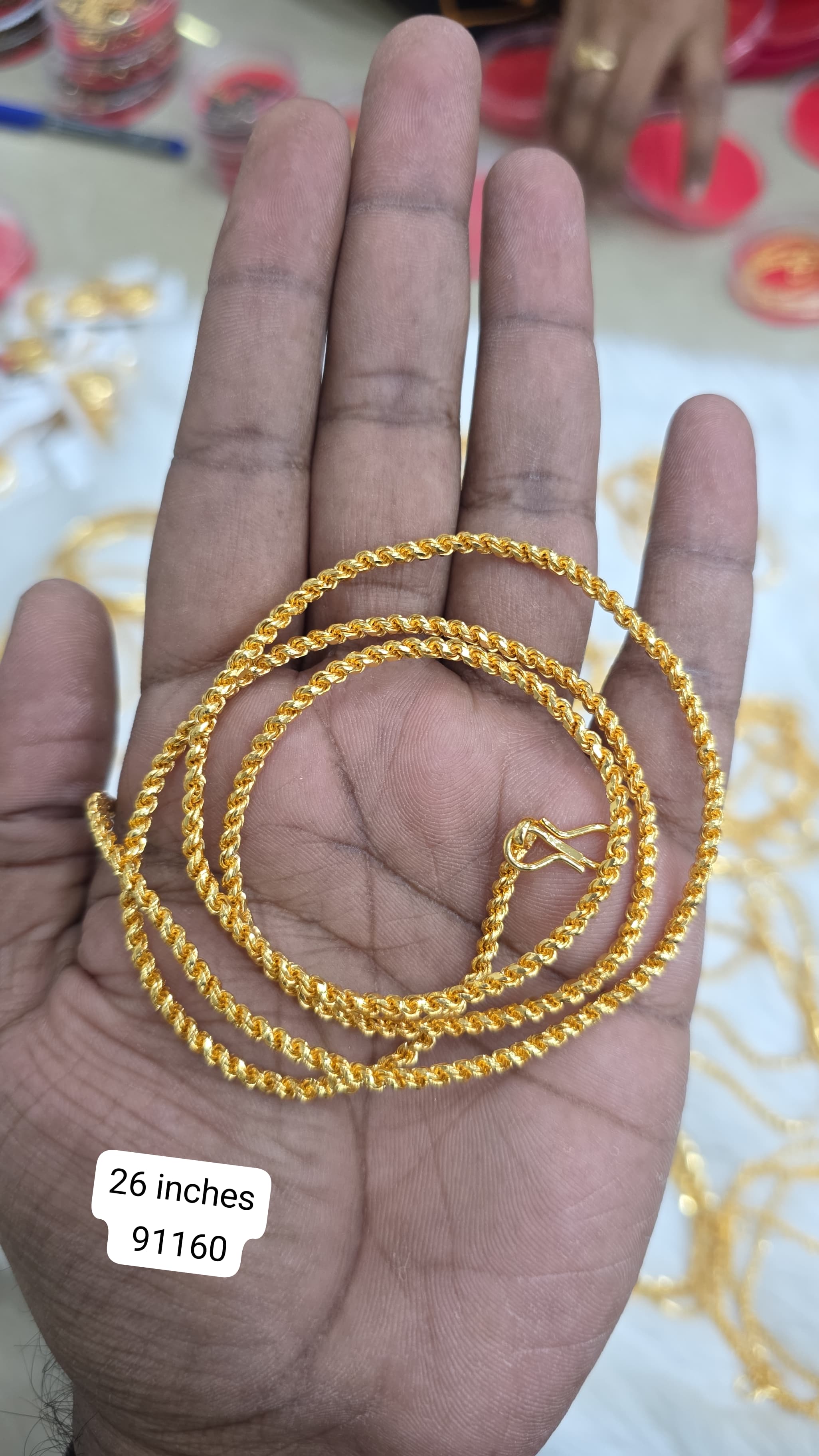 26 inches gold finish long chain