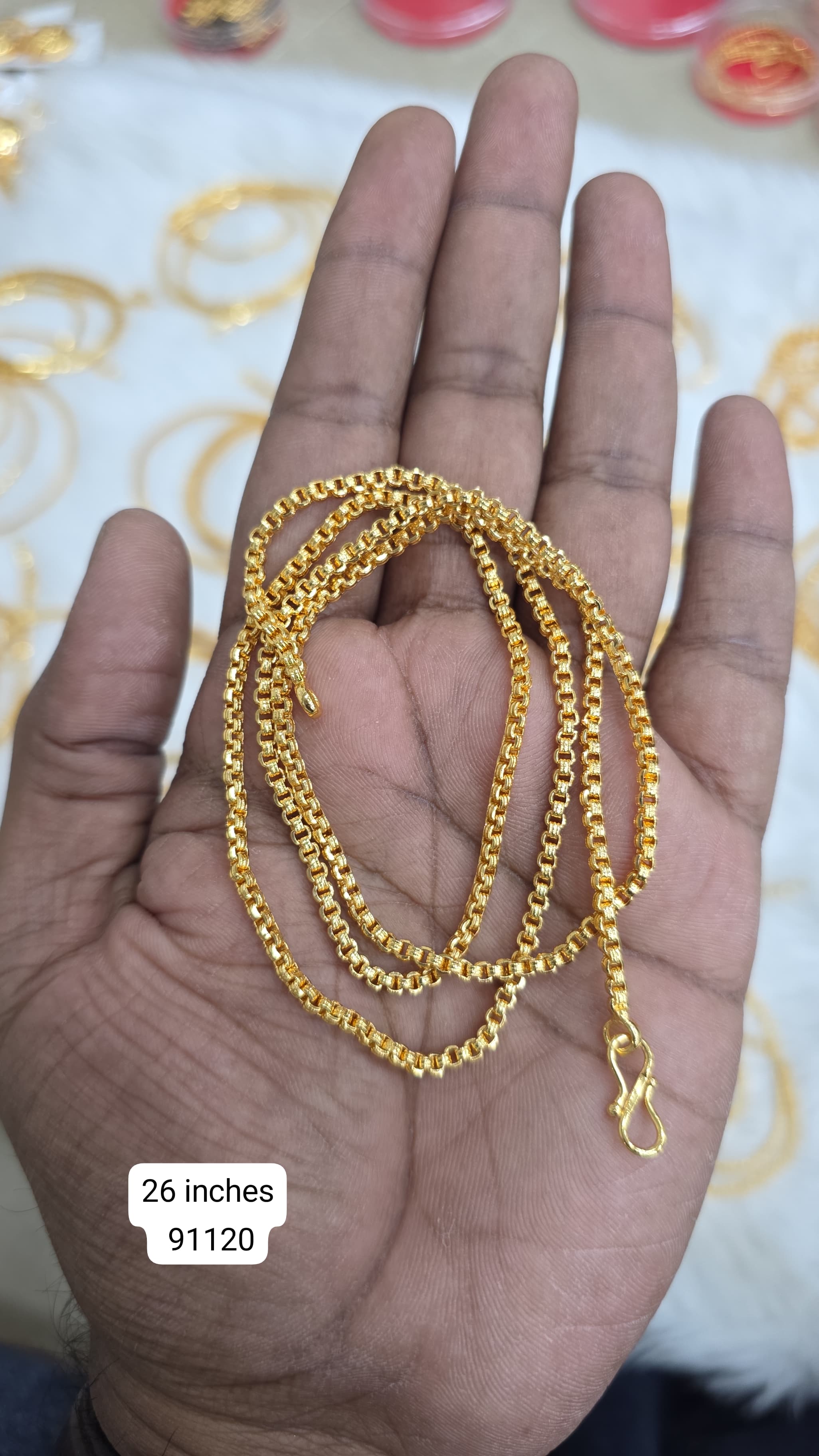 26 inches gold finish long chain
