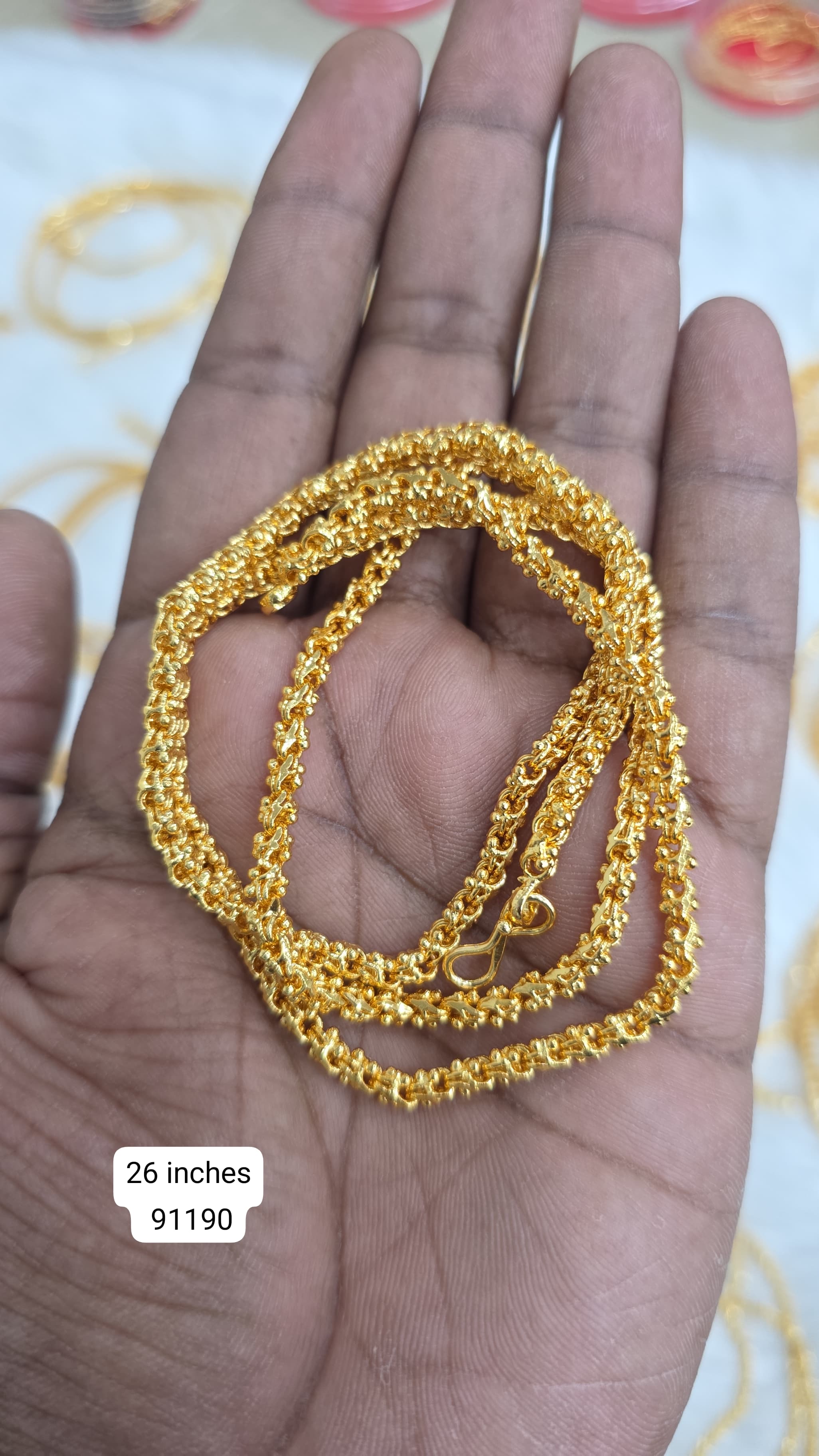 26 inches gold finish long chain