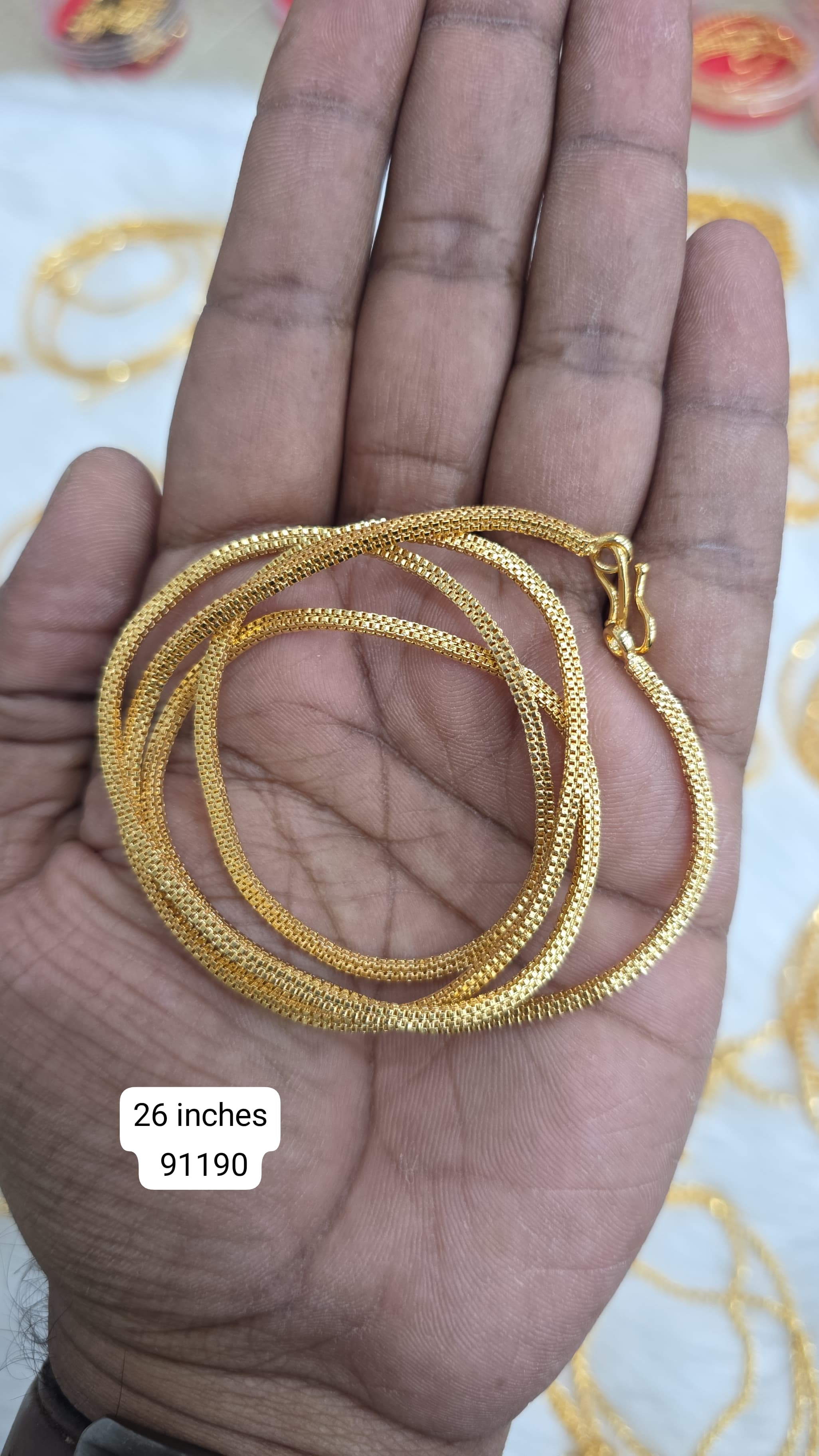 26 inches gold finish long chain