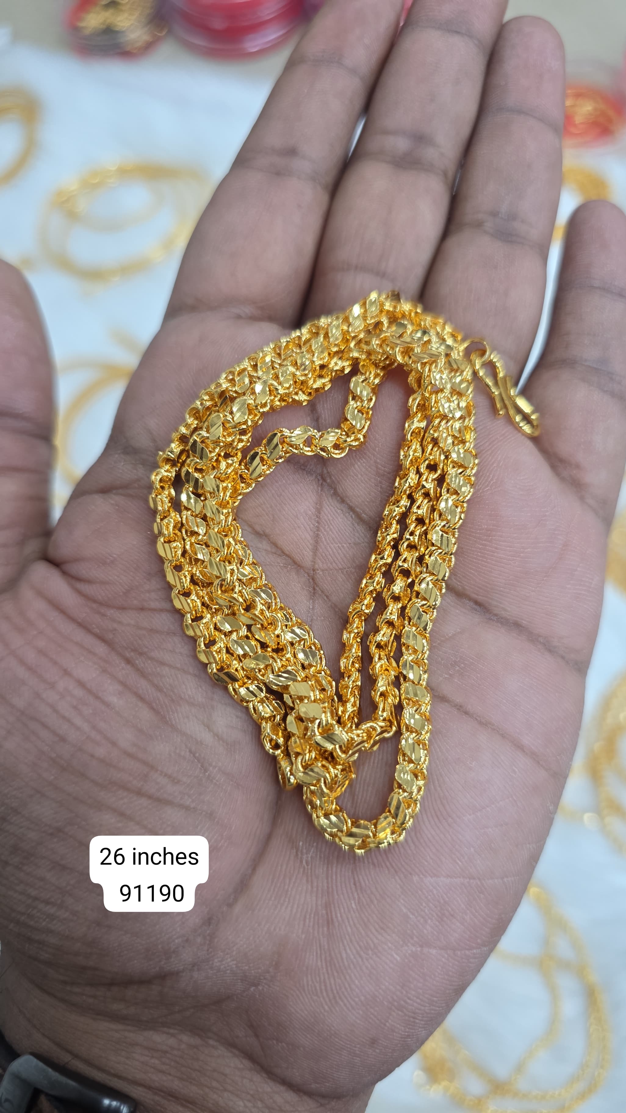 26 inches gold finish long chain