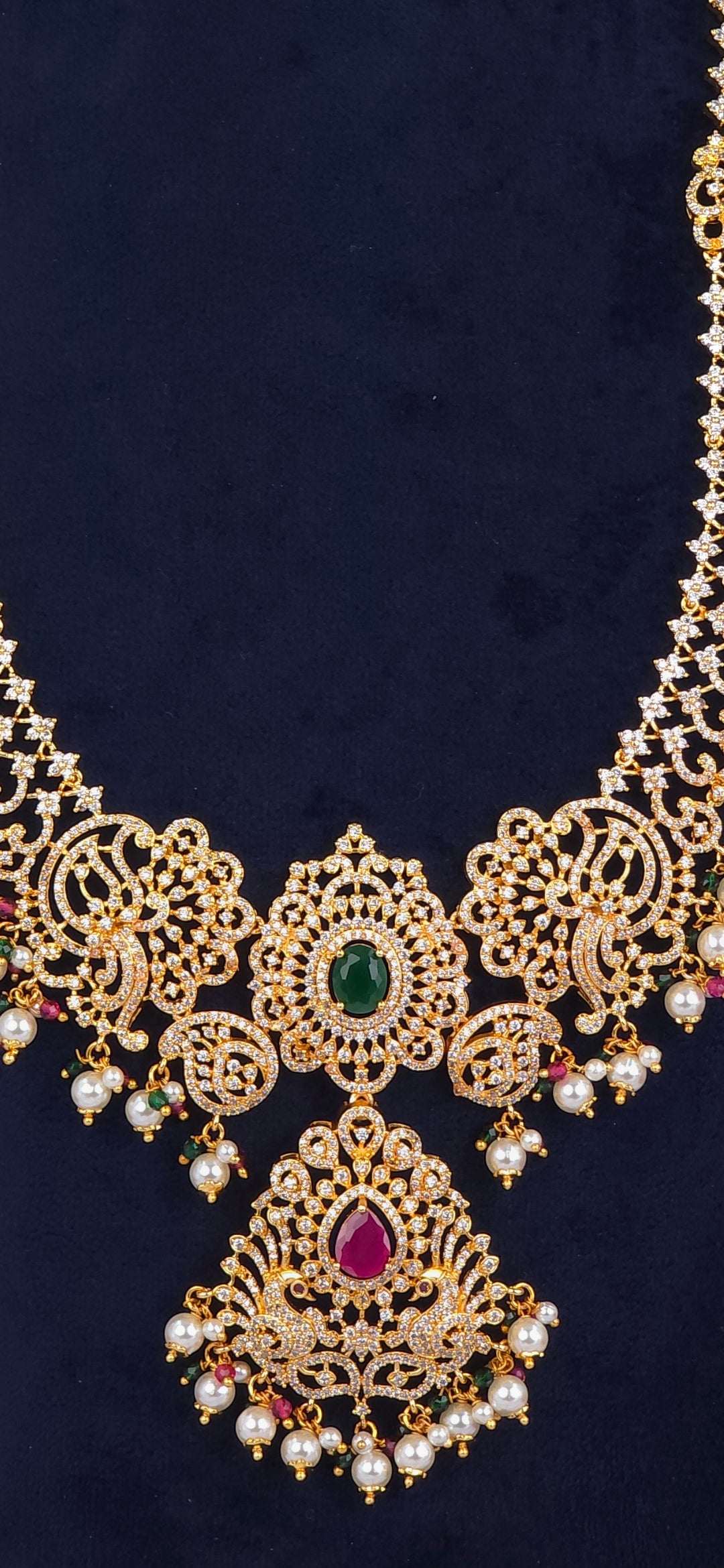 PREMIUM QUALITY 
GOLD FINISH 
CZ STONES BRIDEL HARAM